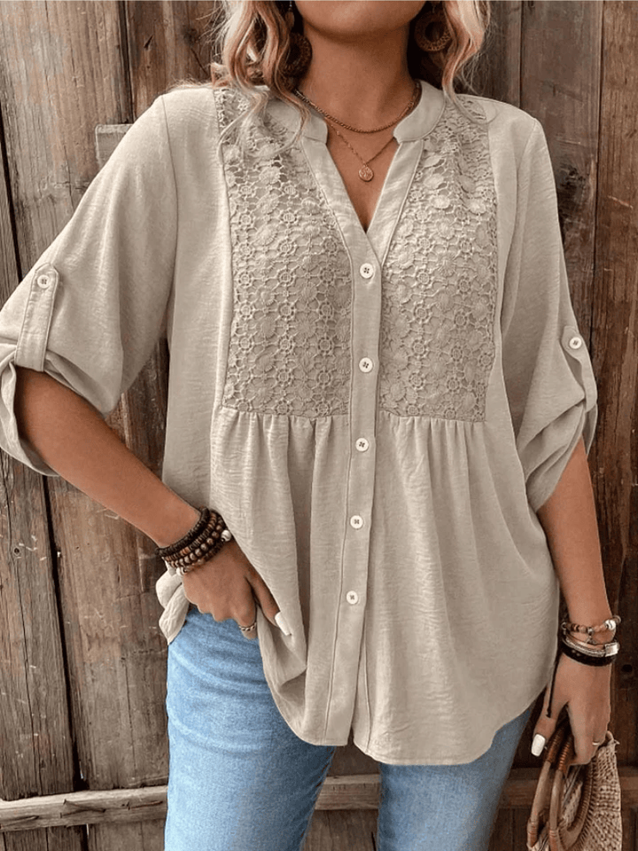 Emmaline | Lace-Detail Button Blouse
