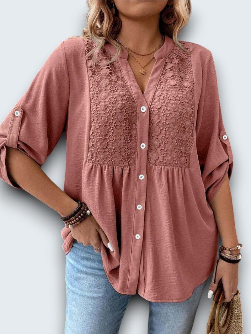 Emmaline | Lace-Detail Button Blouse