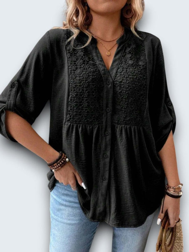 Emmaline | Lace-Detail Button Blouse
