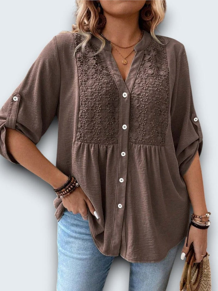 Emmaline | Lace-Detail Button Blouse