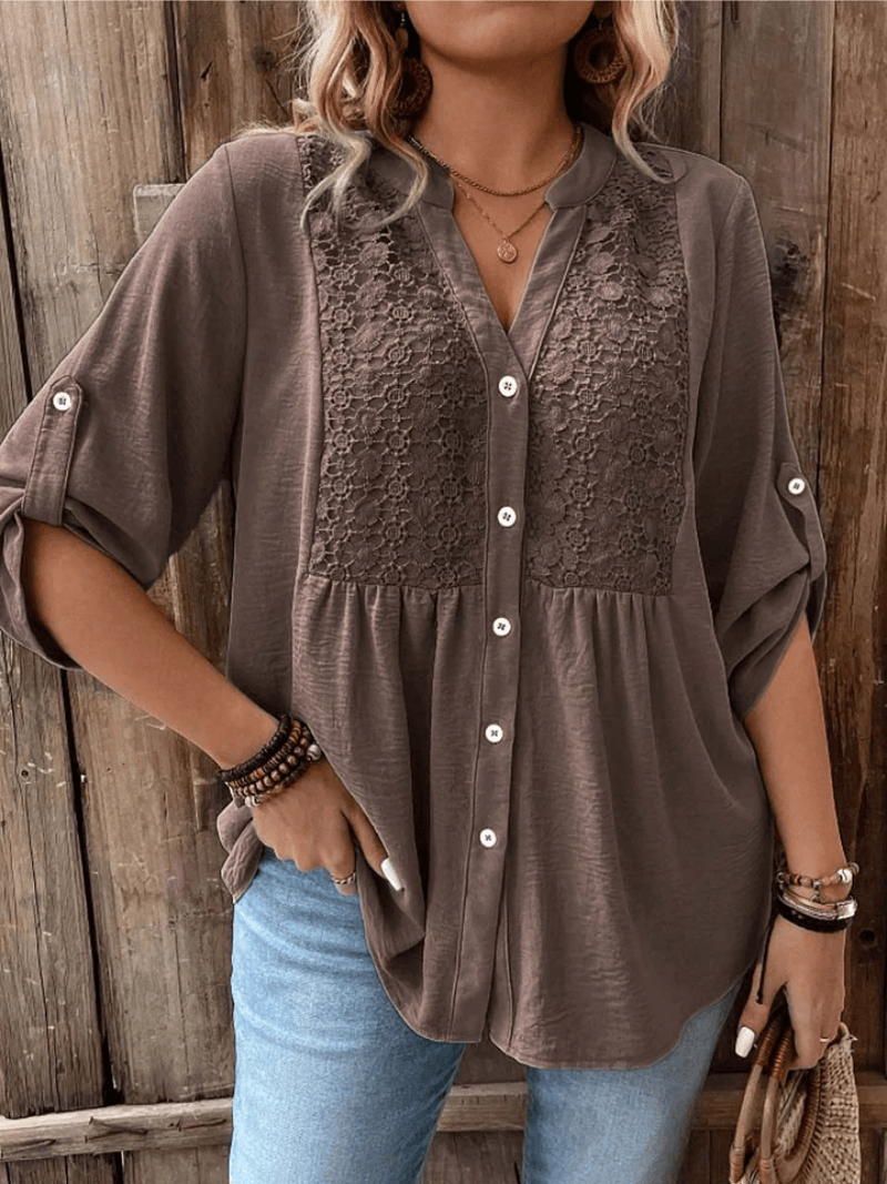 Emmaline | Lace-Detail Button Blouse