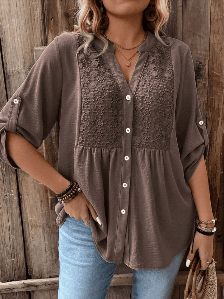 Emmaline | Lace-Detail Button Blouse