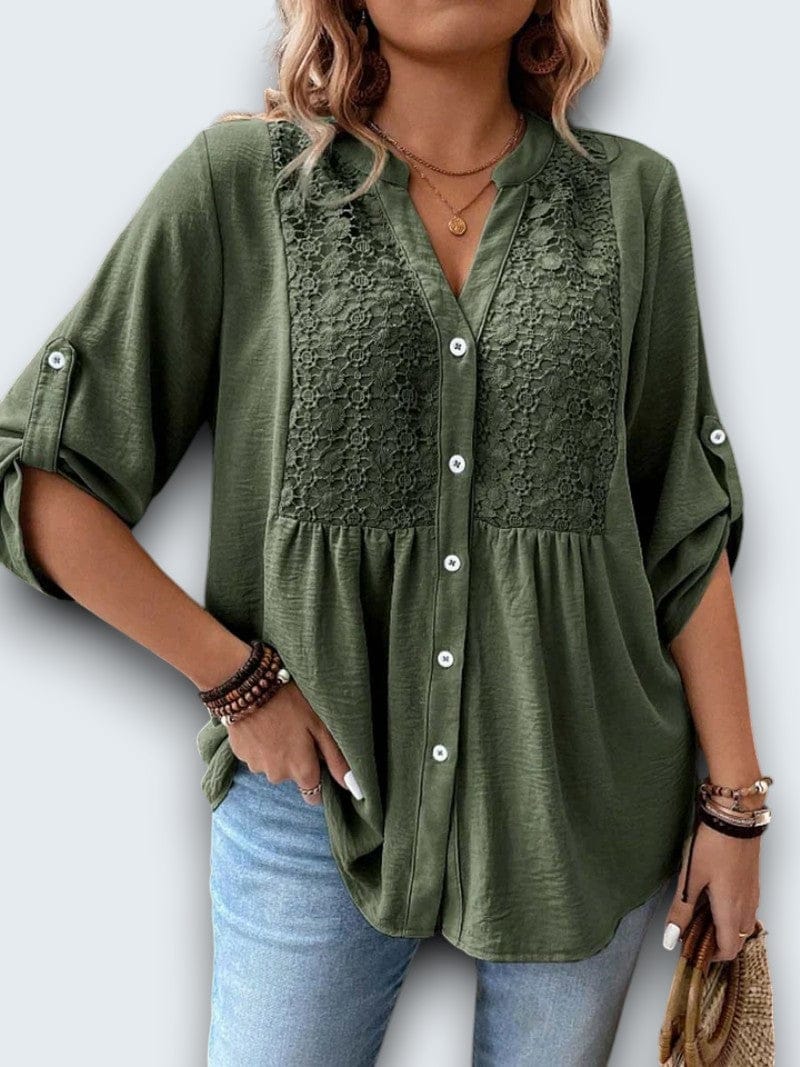 Emmaline | Lace-Detail Button Blouse