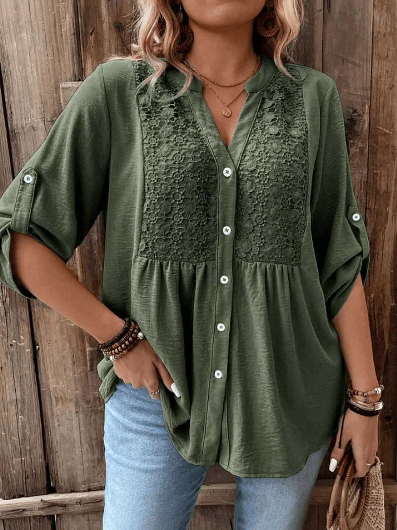 Emmaline | Lace-Detail Button Blouse