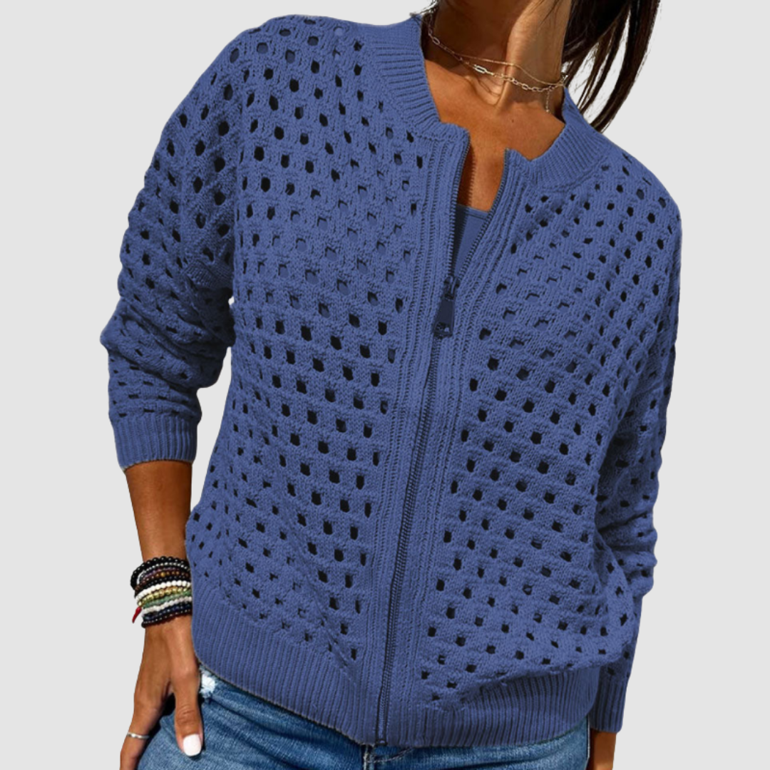 Marielle | Zip-Front Open-Knit Cardigan