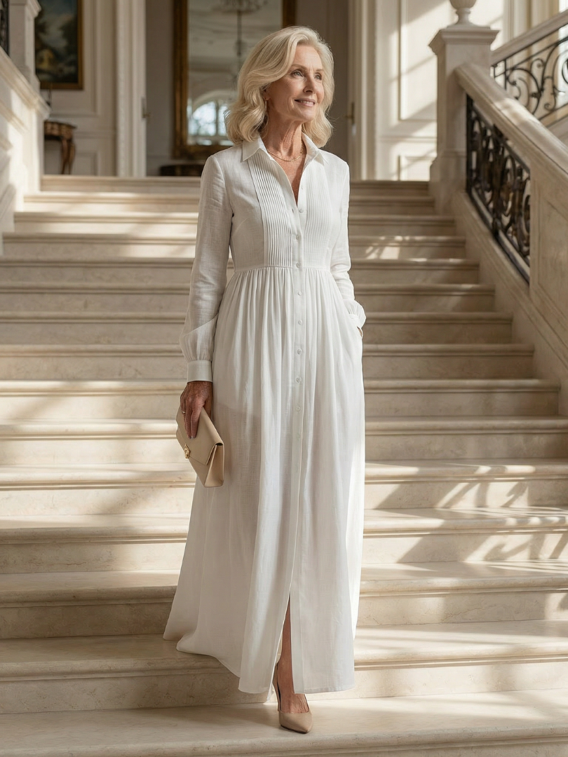 Amelia | Elegant Pintuck Maxi Dress