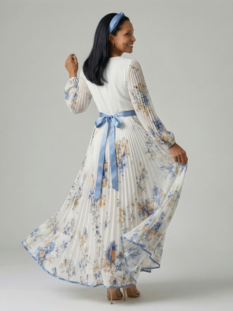 Wilhelmina | Pleated Wrap Midi Dress