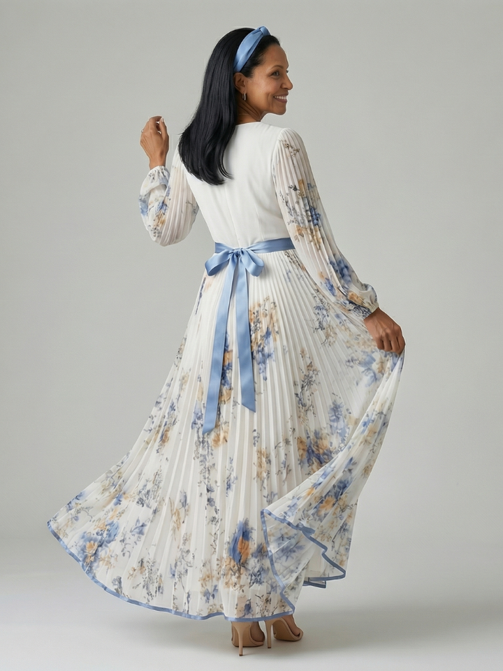 Wilhelmina | Pleated Wrap Midi Dress