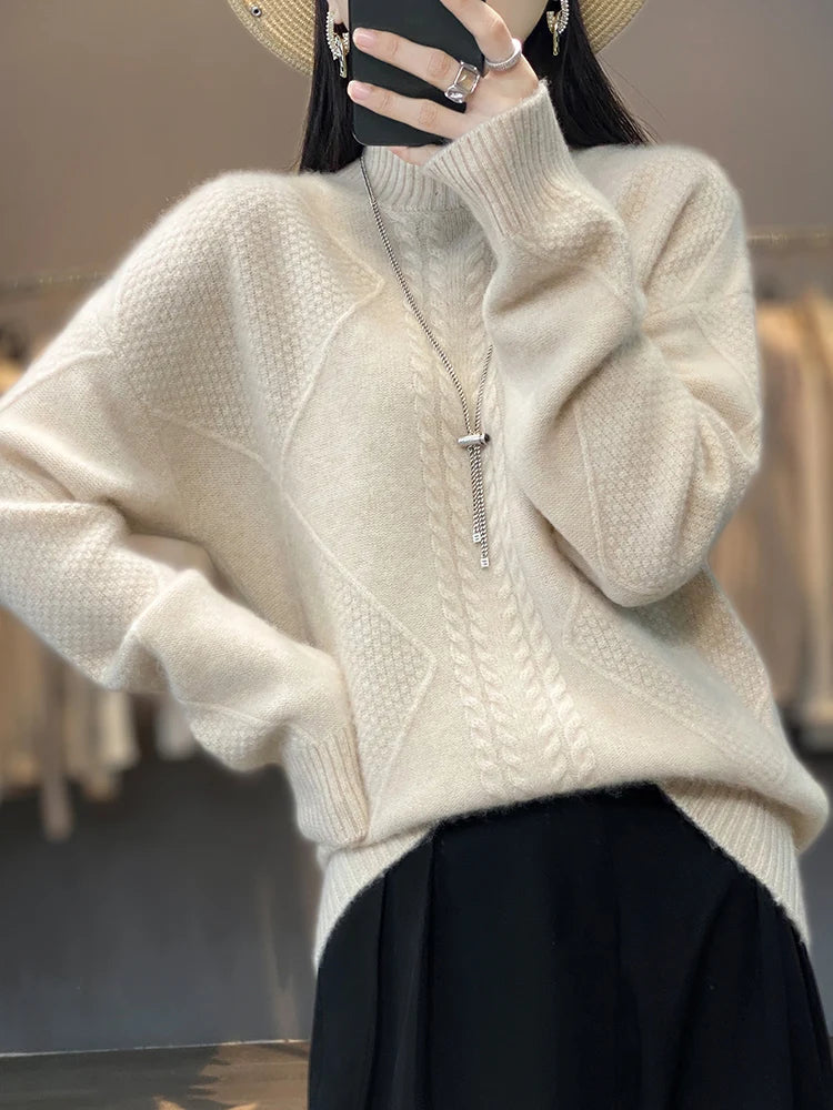 Corinna | Cable-Knit Mock-Neck Jumper