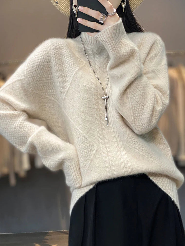 Corinna | Cable-Knit Mock-Neck Jumper