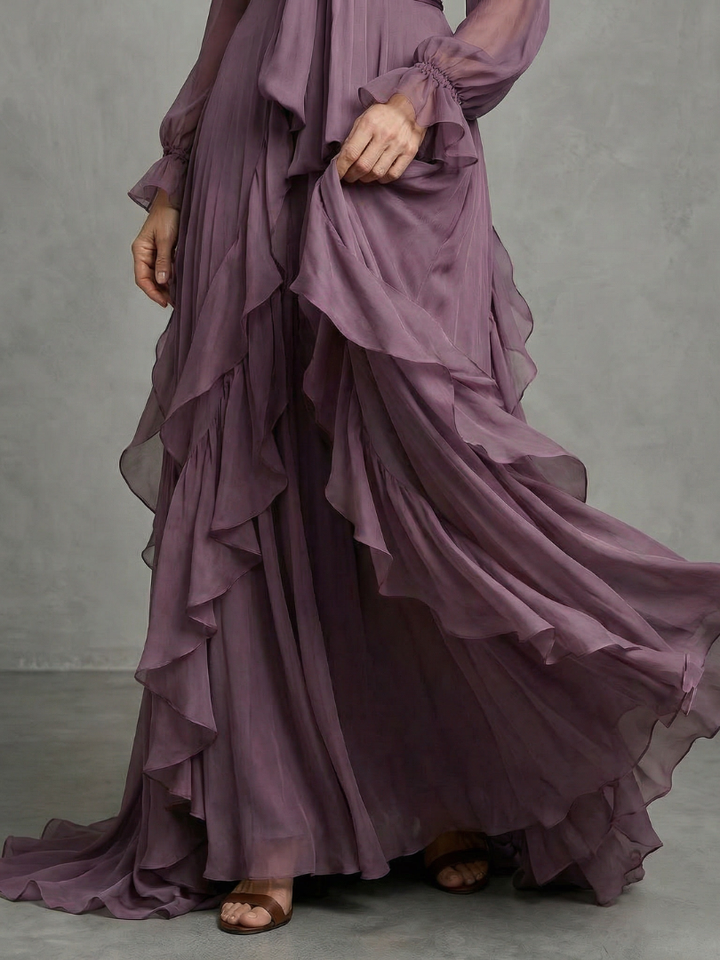 Gloria | Tie-Neck Tiered Maxi Dress
