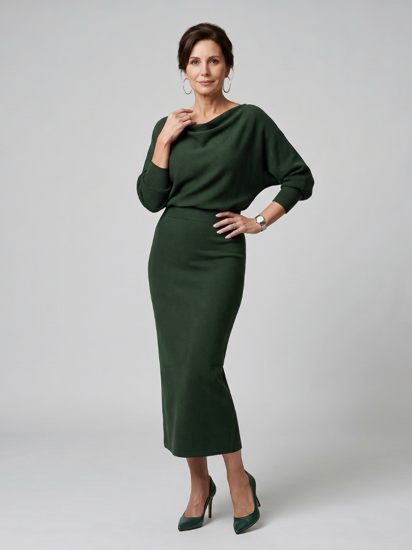 Bettany | Draped Cowl-Neck Midi Dress