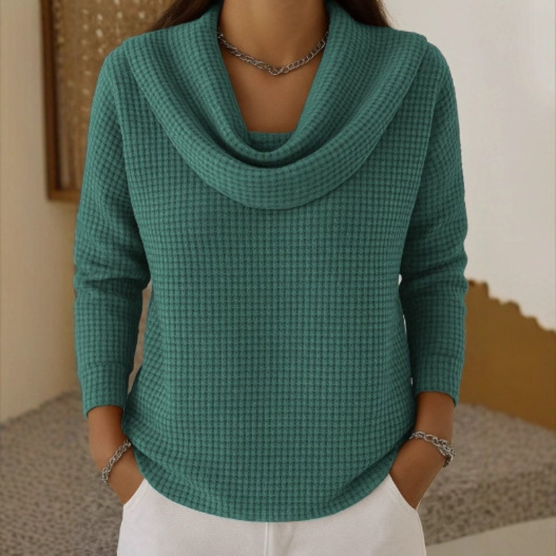 Naomi | Waffle-Knit Cowl-Neck Top