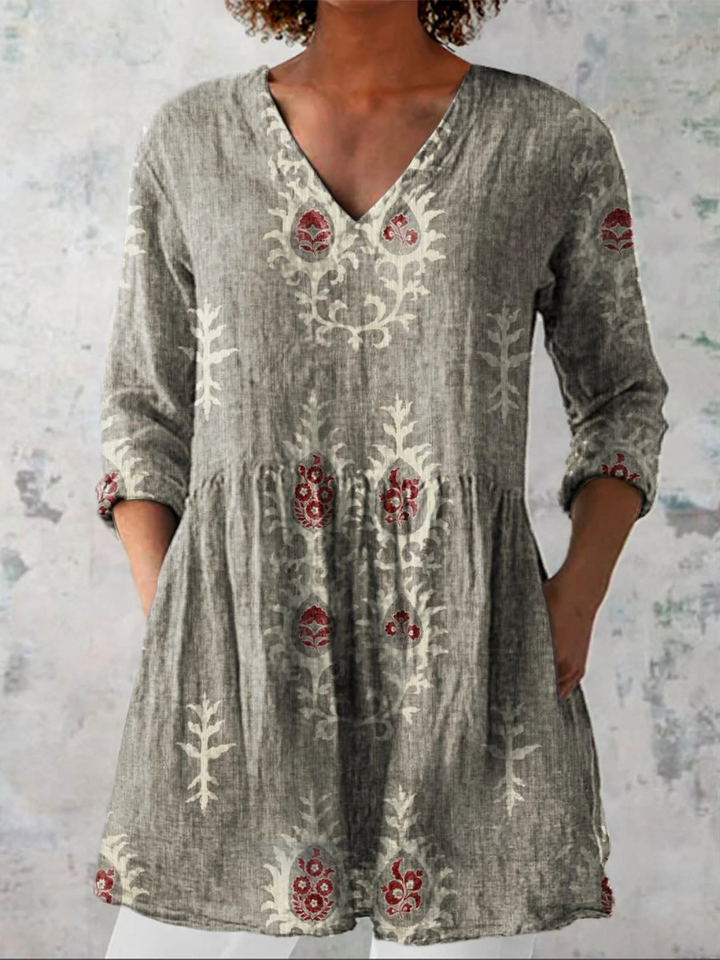 Bernice | Floral V-Neck Tunic Blouse