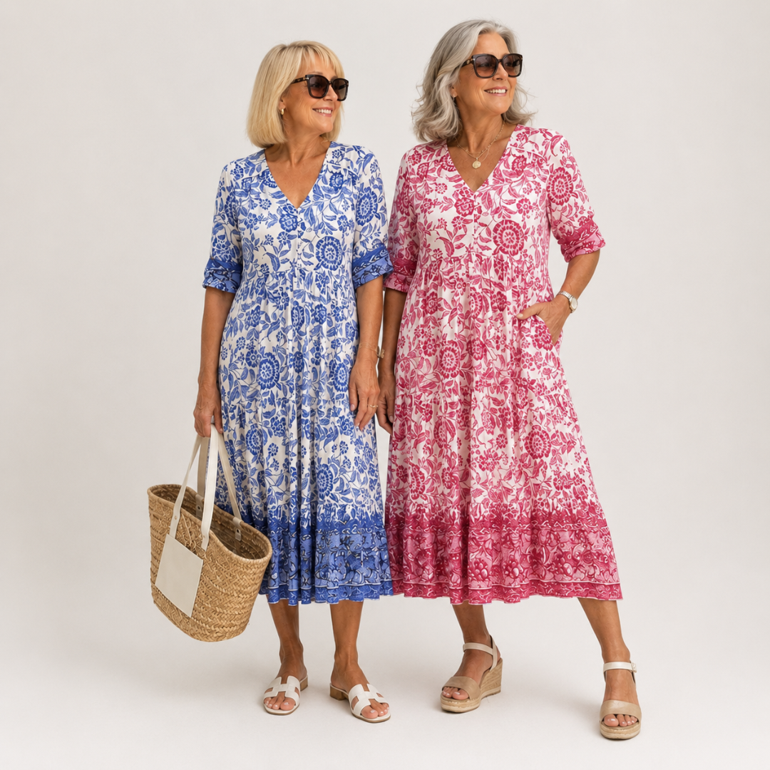 Willa | Graceful V-Neck Floral Midi Dress