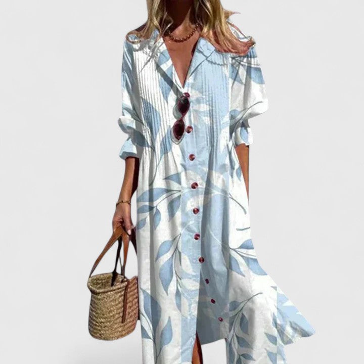 Sabrina | Watercolour Floral Maxi Shirt Dress