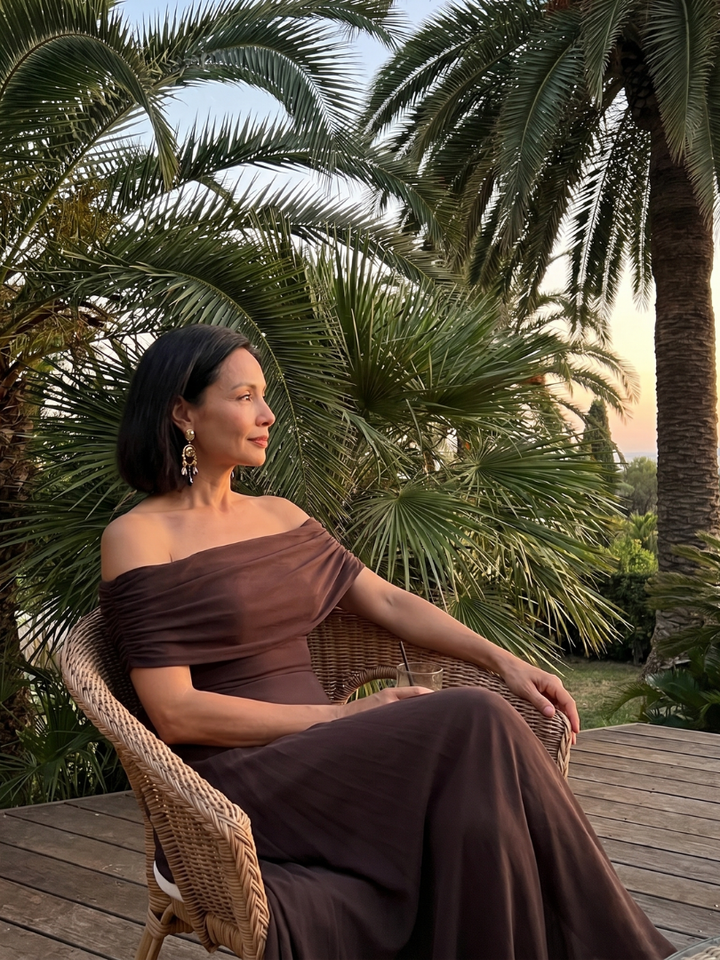 Nerissa | Off-Shoulder Draped Midi Dress