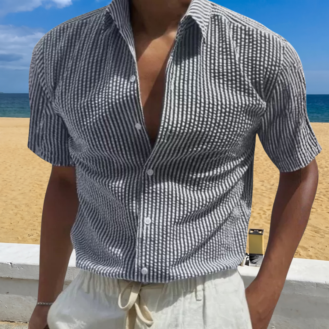 Foster | Textured Stripe Short Sleeve Shirt