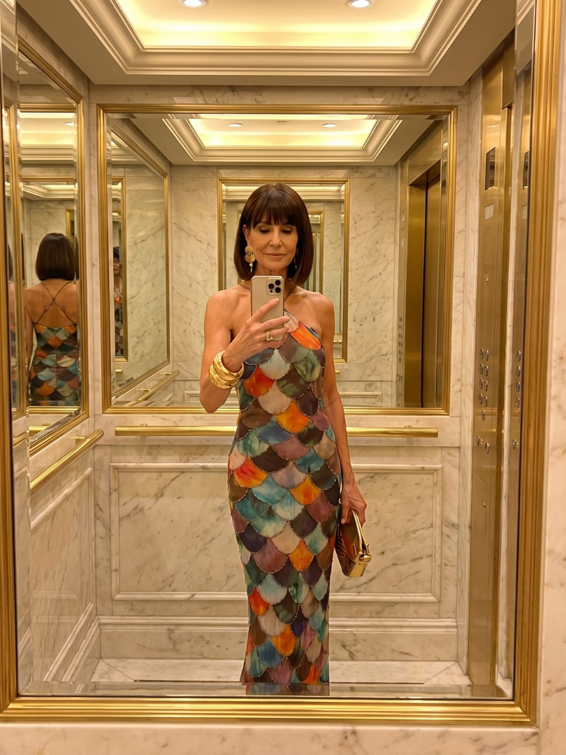 Elara | Fitted Scale-Pattern Maxi Dress