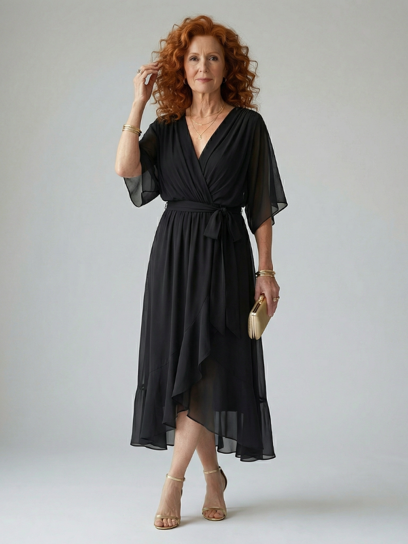Diana | Flowing Drape Midi Dress