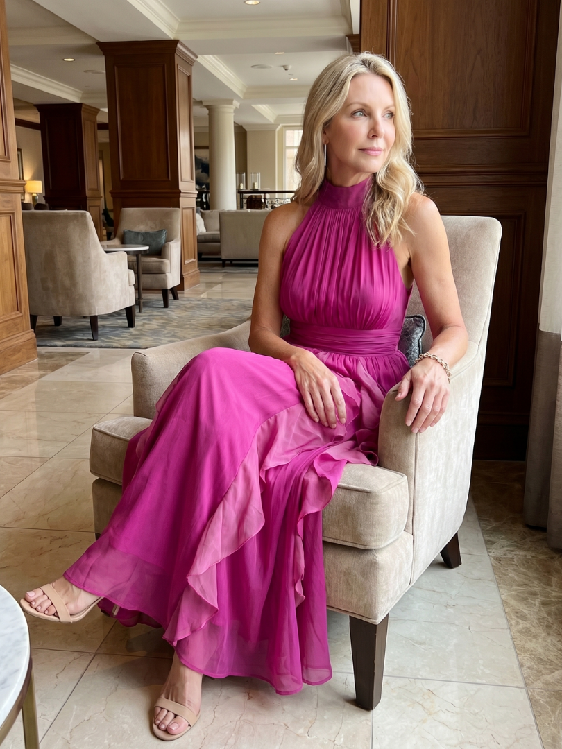 Amara | High-Neck Ruffle Maxi Dress