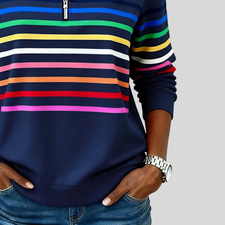 Marlowe | Colourful Striped Quarter-Zip Sweatshirt