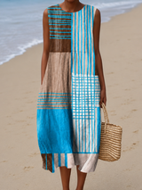 Selene | Sleeveless Colour-Block Midi Dress