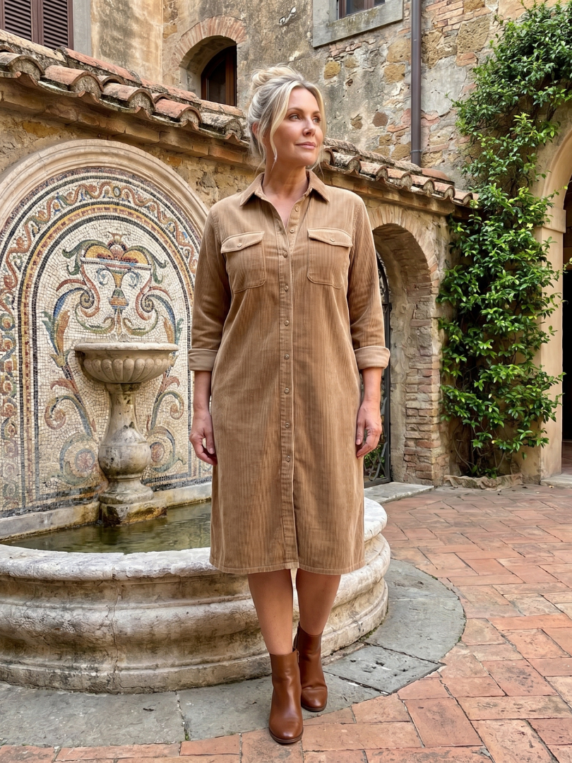 Darcy | Button-Front Patch Pocket Midi Dress