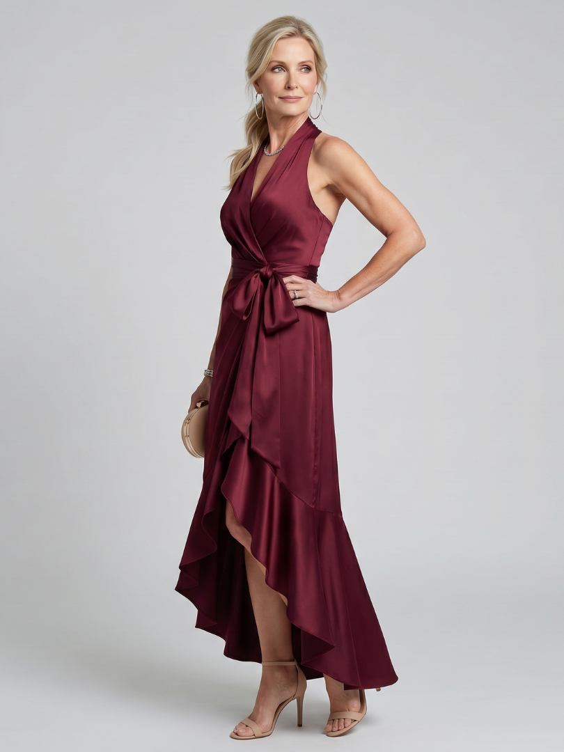 Della | Halter Neck Wrap Midi Dress