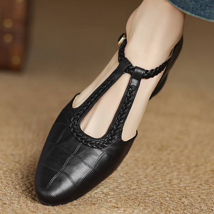 Maud | Braided T-Strap Mary Jane Flats