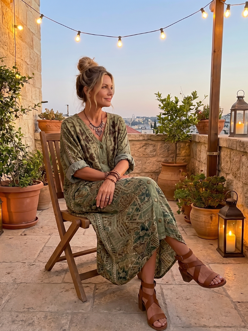 Thalia | Button-Front Oversized Pocket Midi Dress