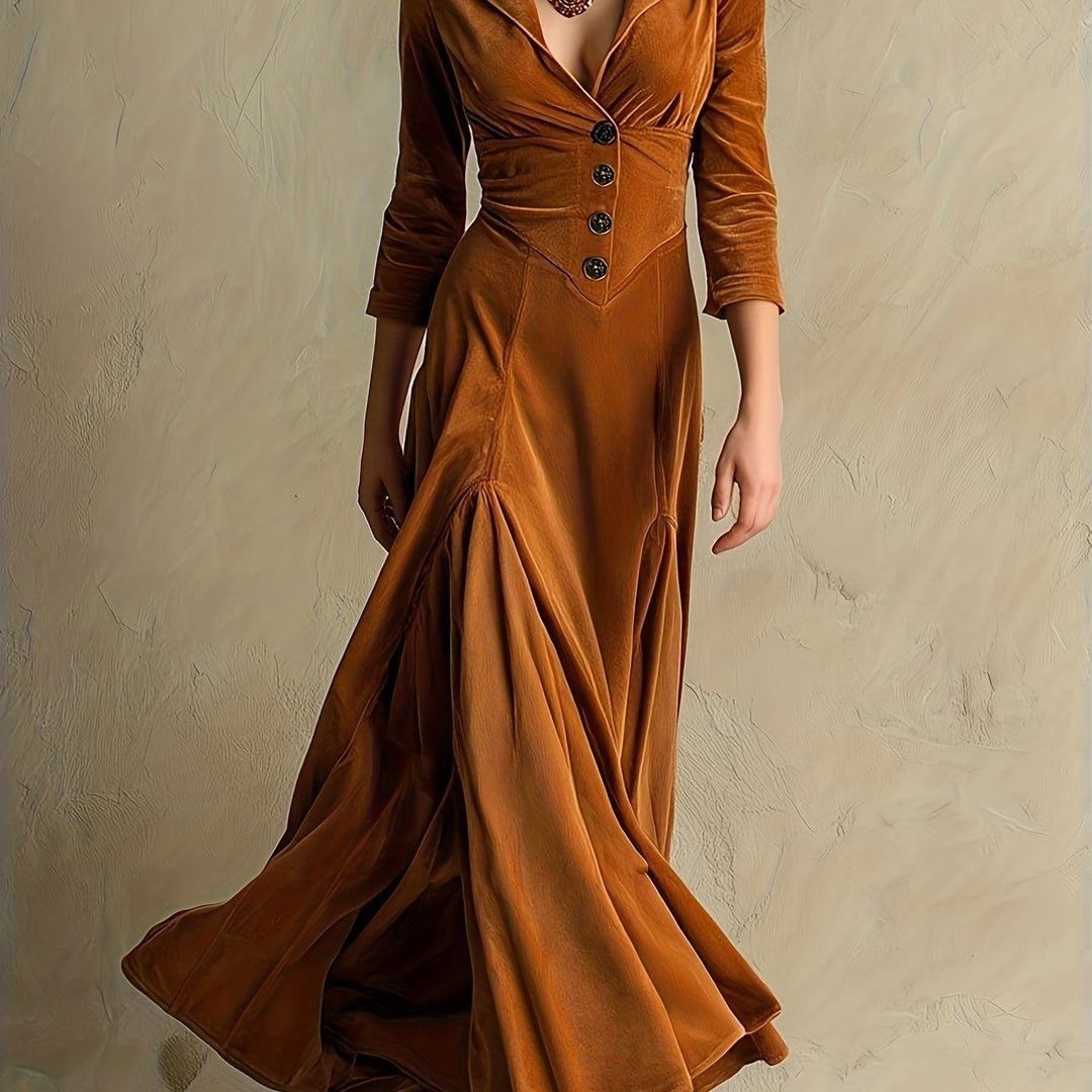 Lenora | Tailored Button-Front Maxi Dress