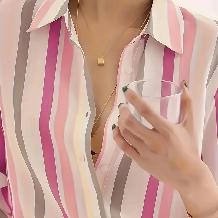 Eleanor | Elegant Striped Button Shirt