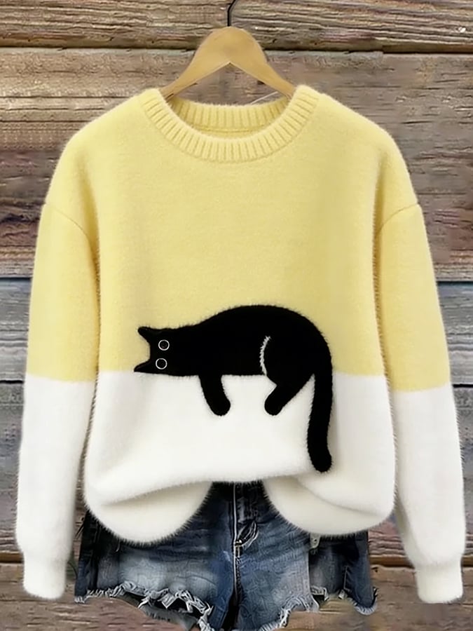 Lottie | Cosy Cat-Print Oversized Jumper
