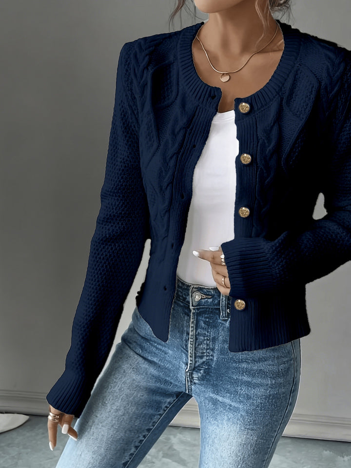 Lorraine | Cable-Knit Button-Front Cardigan