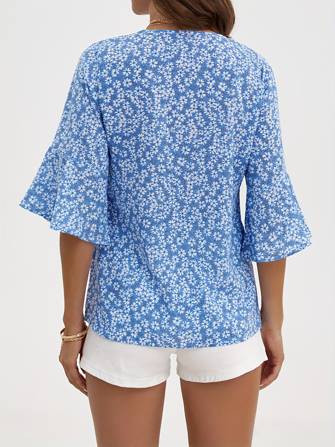 Annalise | Ruffle-Sleeve Floral Blouse