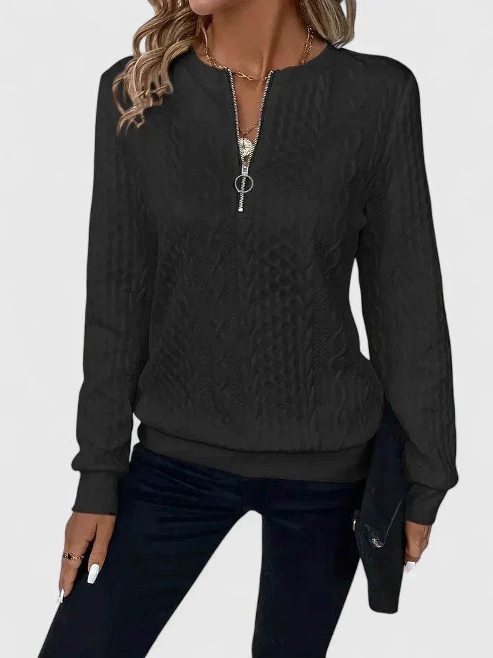 Celeste | Textured Quarter-Zip Sweater