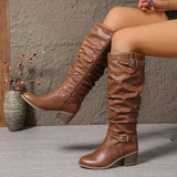 Mallory | Slouch Buckle Knee-High Boots