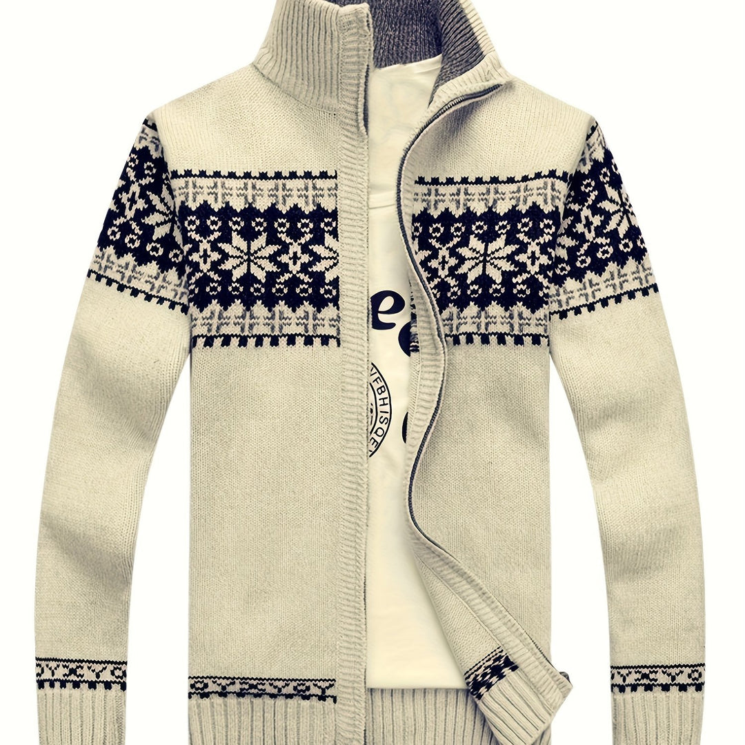 Reuben | Nordic-Pattern Zip Cardigan