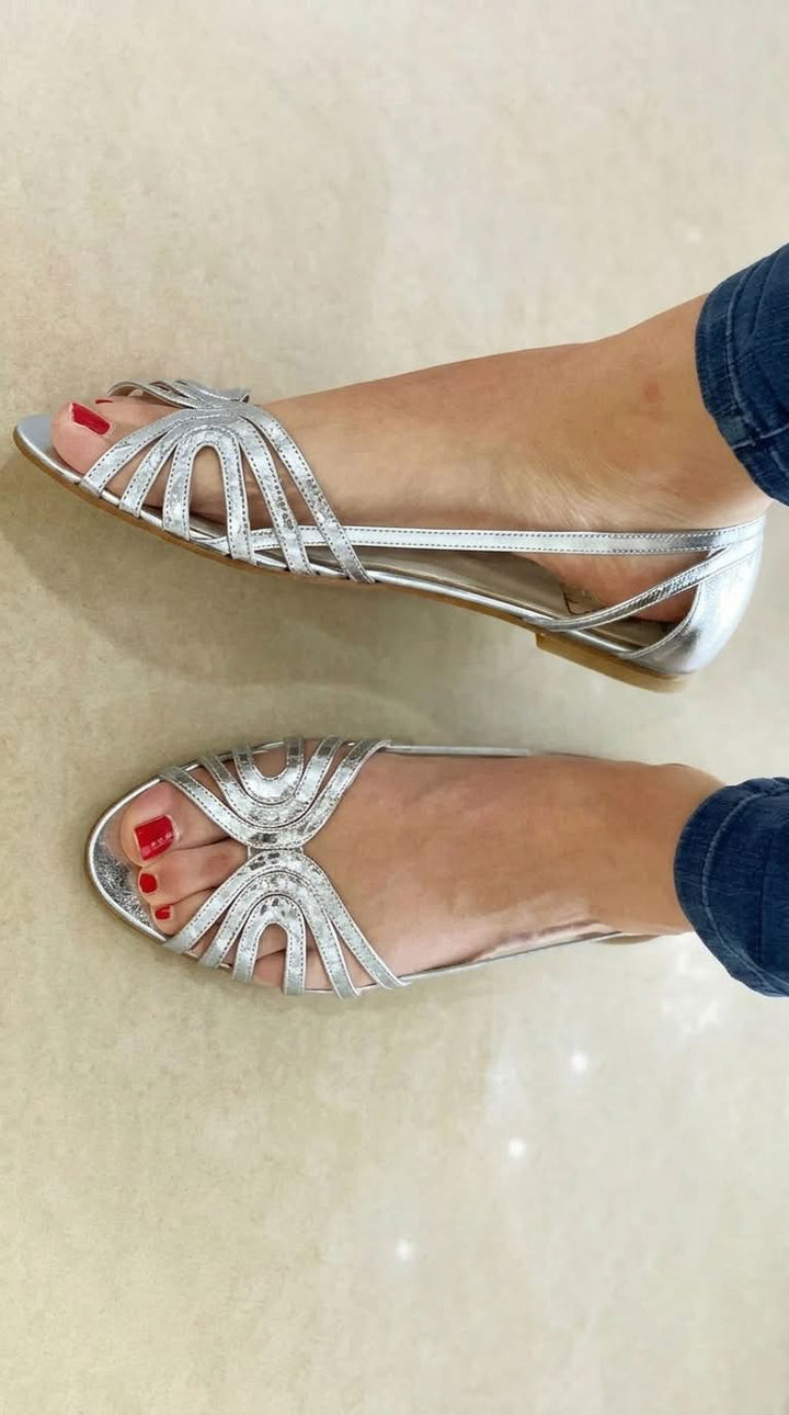 Delphinia | Woven Strappy Flat Sandals