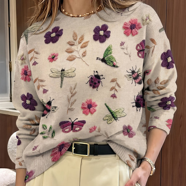 Sylvia | Embroidered Botanical Crewneck Jumper