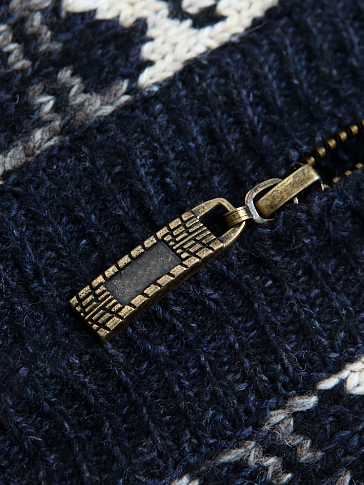 Reuben | Nordic-Pattern Zip Cardigan
