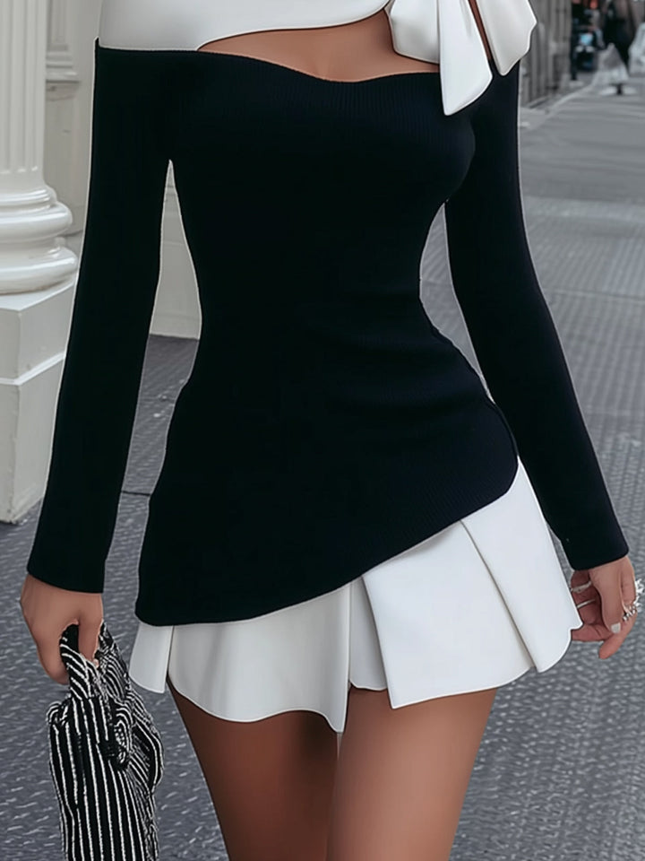 Brigitte | Bow-Detail Off-Shoulder Mini Dress