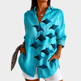 Thalia | Ocean-Print Relaxed Blouse