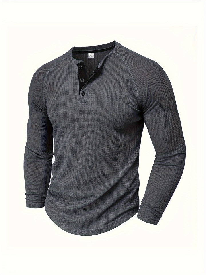 Roland | Textured Button-Placket Long-Sleeve Top