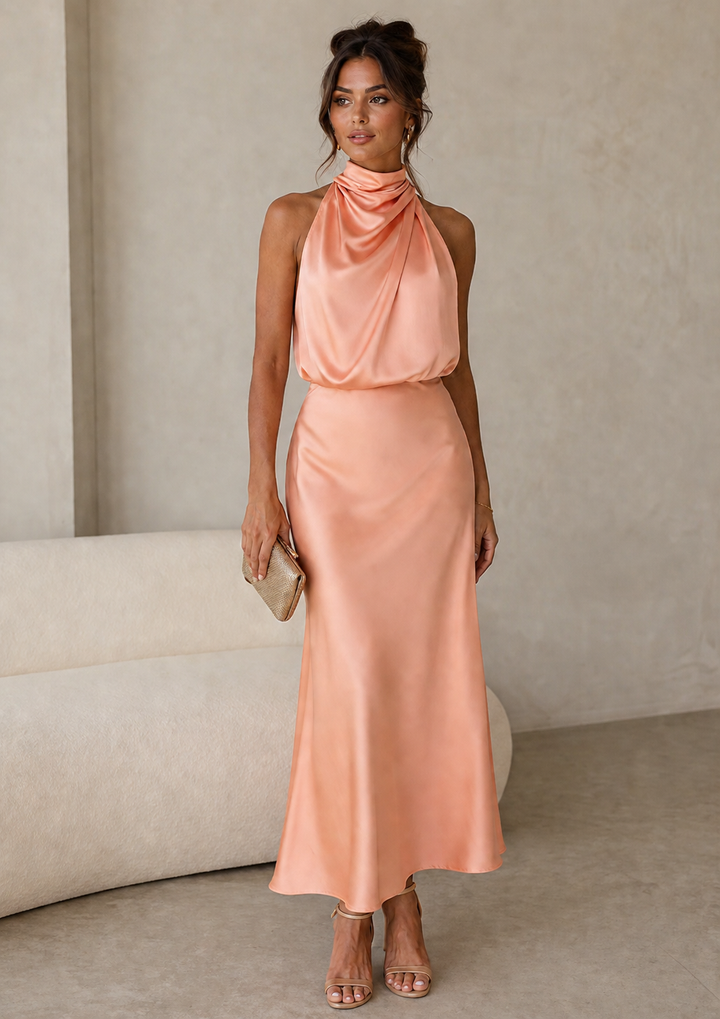 Emilia | Draped Halter Maxi Dress