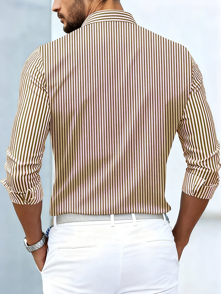 Bennett | Woven-Stripe Long Sleeve Shirt