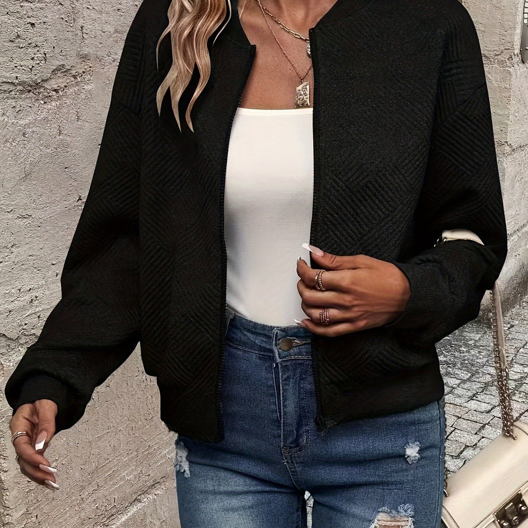 Delia | Textured Zip-Up Bomber Jacket