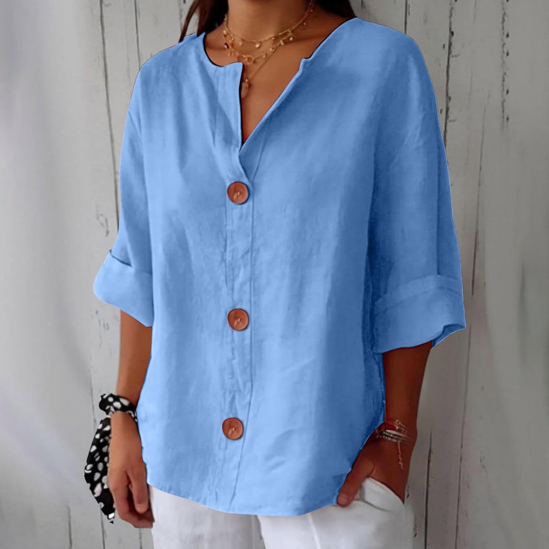 Genevieve | Relaxed Button-Front Blouse