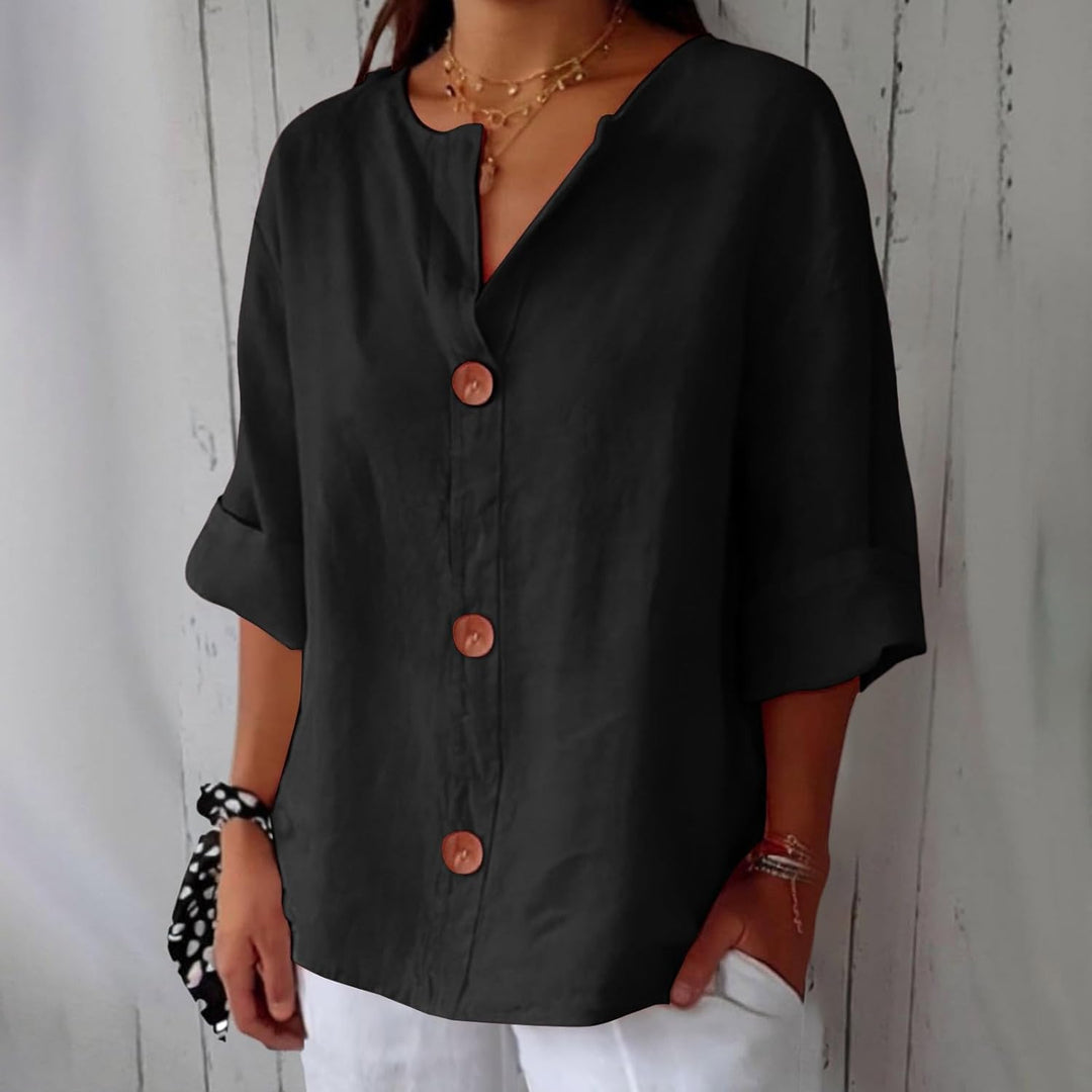 Genevieve | Relaxed Button-Front Blouse